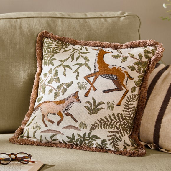 Wylder Nature Fable Fox & Deer Cotton Square Cushion