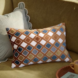 Furn. Metro Diamond Velvet Rectangle Cushion