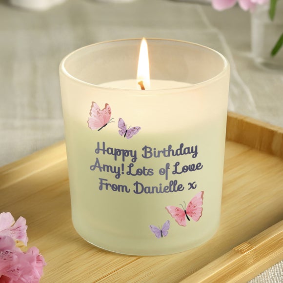 View Personalised Butterfly Frosted Candle View Personalised Butterfly Frosted Candle