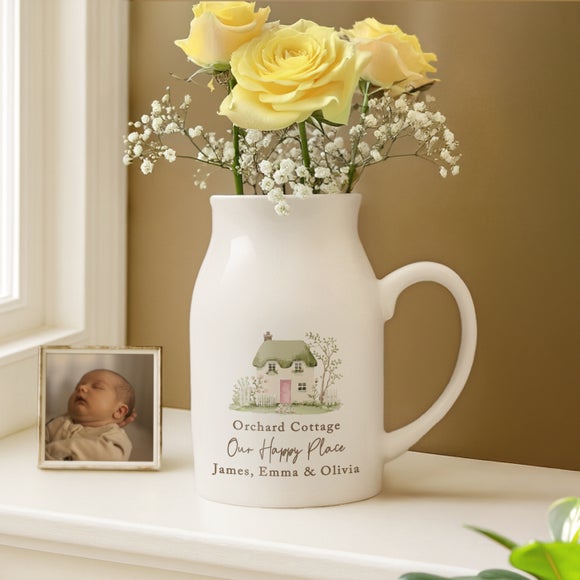 View Personalised Country Cottage Jug Vase View Personalised Country Cottage Jug Vase