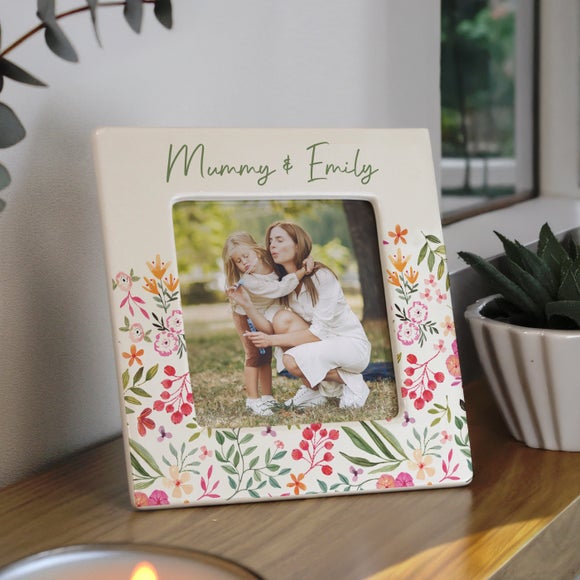 Personalised Floral Ceramic Photo Frame