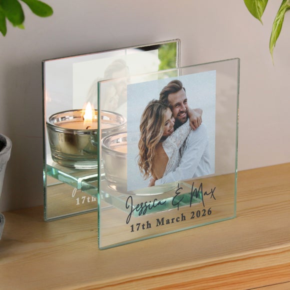Personalised Photo Mirrored Glass Tealight Holder