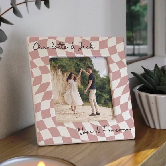 Personalised Checkerboard Ceramic Photo Frame