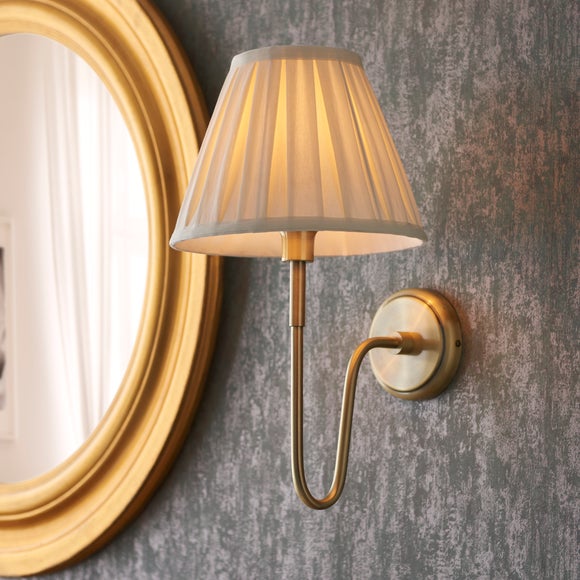 Return - Vogue Roa Art Deco Wall Light with Cream Carlo Pleated Lamp Shade