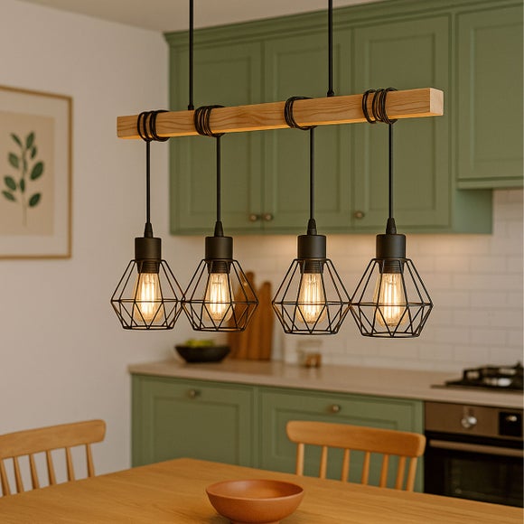Return - EGLO Townshend Industrial 4 Light Adjustable Diner Ceiling Light