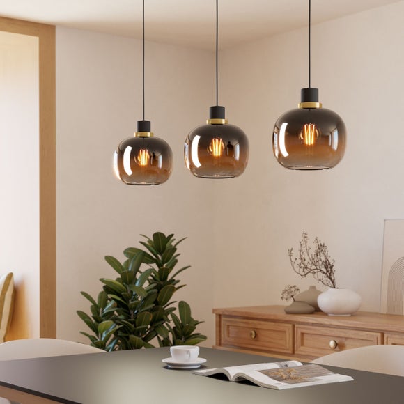 Return - EGLO Oilella 3 Light Diner Ceiling Light, Brown
