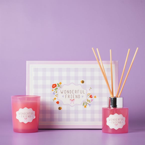 Click to view product details and reviews for Love Life Friend Lychee Raspberry Mini Candle Diffuser Set.