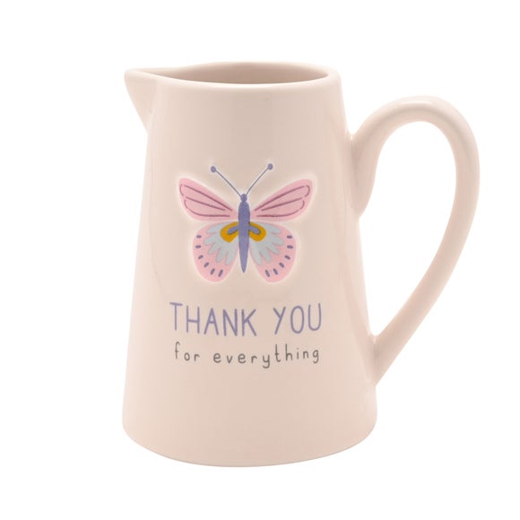 Click to view product details and reviews for Love Life Thank You Embossed Ceramic Jug.