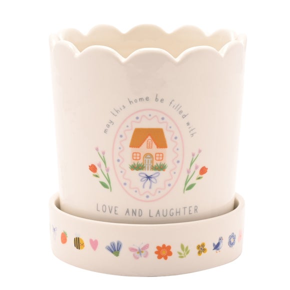 Love Life Home Plant Pot & Saucer Set