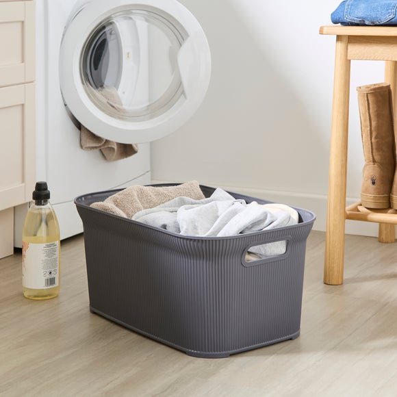 Ribbed Plastic Laundry Basket
