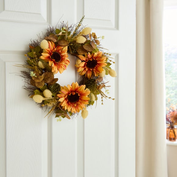 Artificial Sunflower & Foliage Wreath