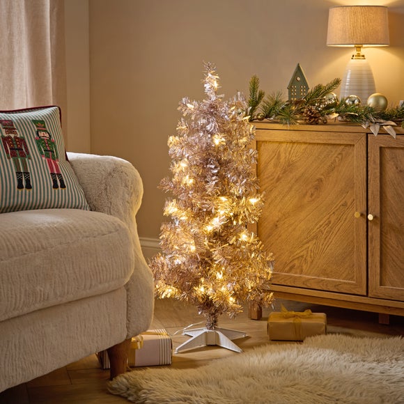 3ft Pre Lit Tinsel Tree