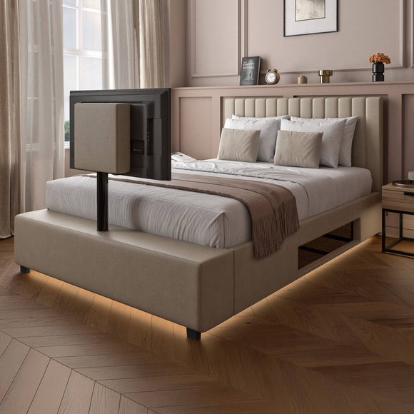 XR Living Maisie LED TV Ottoman Bed Frame