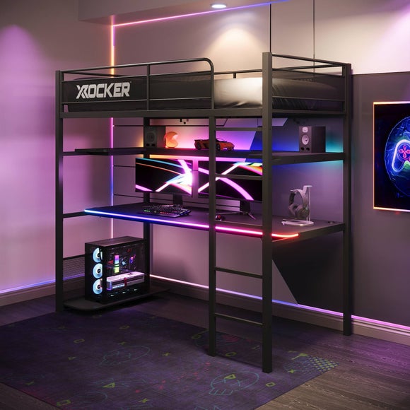 X Rocker BattleBunk Gaming High Sleeper Bed with Desk
