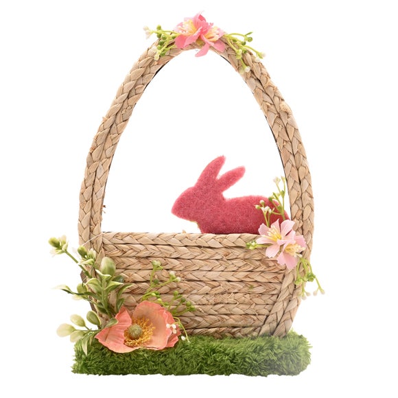 Click to view product details and reviews for Eggstraordinary Gift Co Easter Bunny In Flower Basket Decoration.