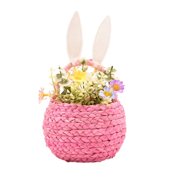 Click to view product details and reviews for Eggstraordinary Gift Co Faux Flower Easter Bunny Basket Decoration.