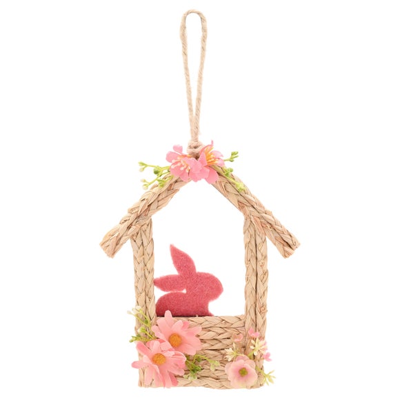 Click to view product details and reviews for Eggstraordinary Gift Co Faux Flower Easter Bunny Hut Hanging Decoration.
