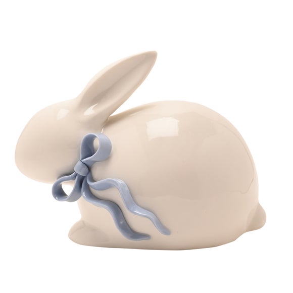 Eggstraordinary Gift Co. White Bunny with Blue Bow Ornament