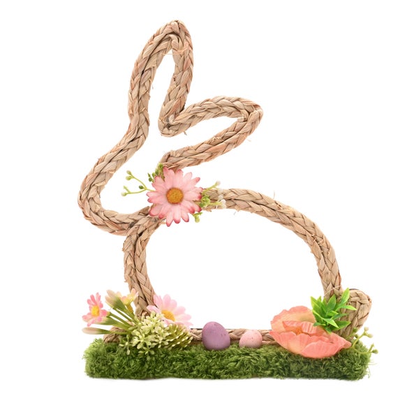 Eggstraordinary Gift Co. Faux Flower Easter Sitting Bunny with Eggs Decoration