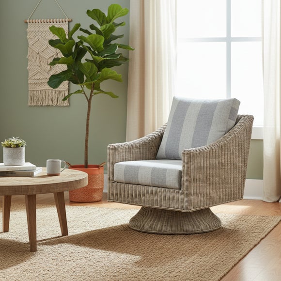 Desser Dijon Rattan Athena Stripe Swivel Chair