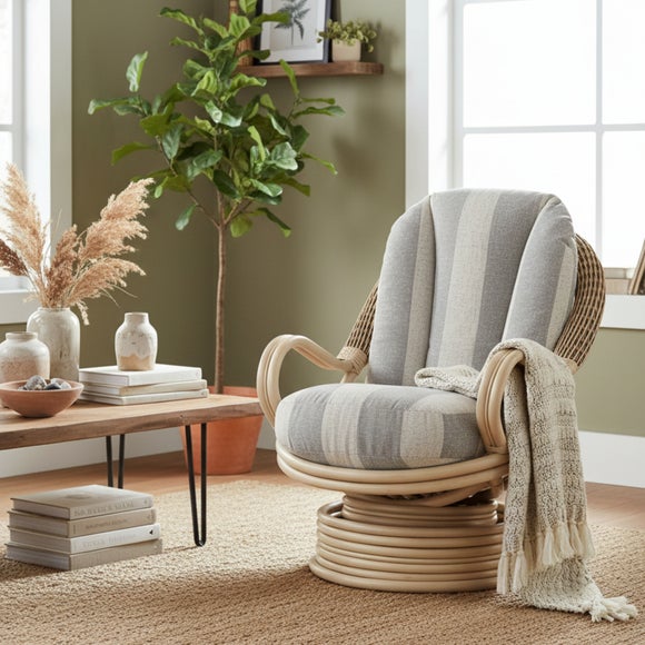 Desser Dijon Rattan Athena Stripe Deluxe Swivel Rocking Chair