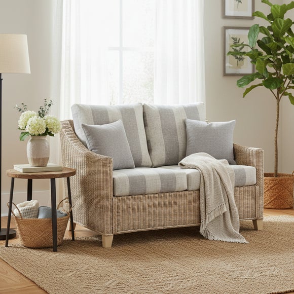 Desser Dijon Rattan Athena Stripe 2 Seater Sofa
