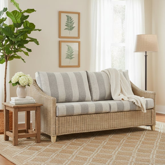 Desser Dijon Rattan Athena Stripe 3 Seater Sofa