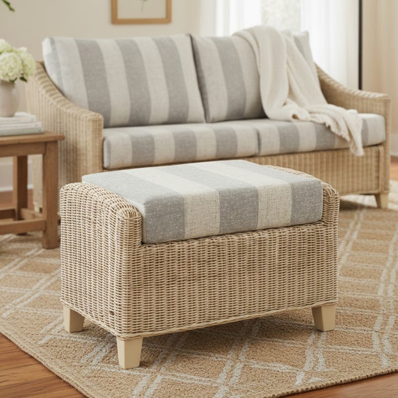 Desser Dijon Rattan Athena Stripe Footstool