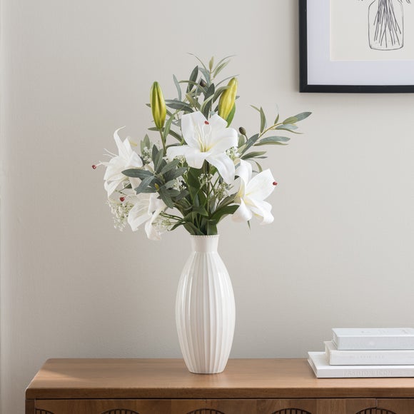 Artificial Madeline White Lily Bouquet