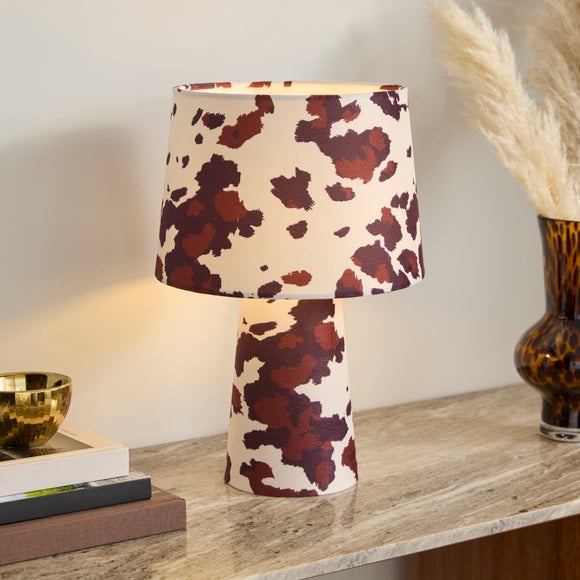 Tonal Cow Print Velvet Table Lamp