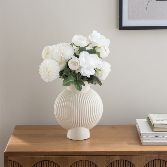 Artificial Lottie White Dahlia & Rose Bouquet