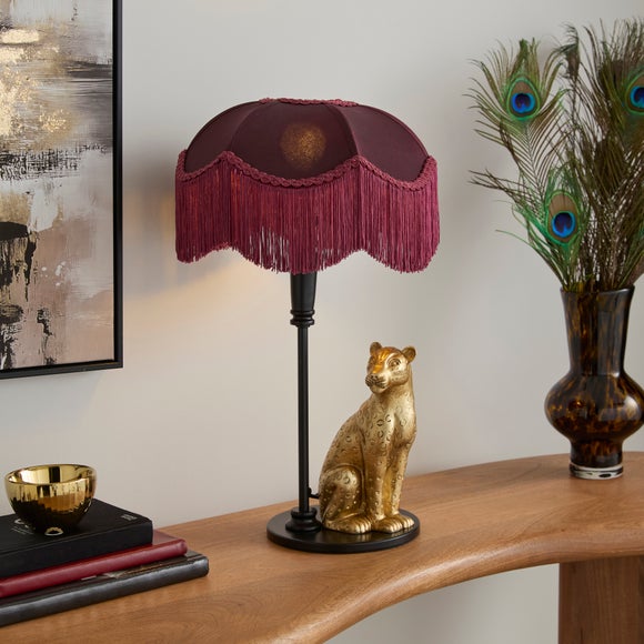 Kindra Fringed Leopard Table Lamp