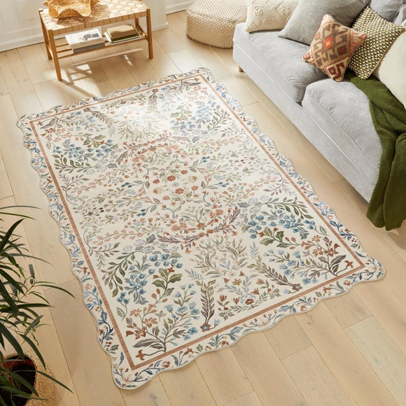 Concept Looms Liberty Botanical Scalloped Washable Rug