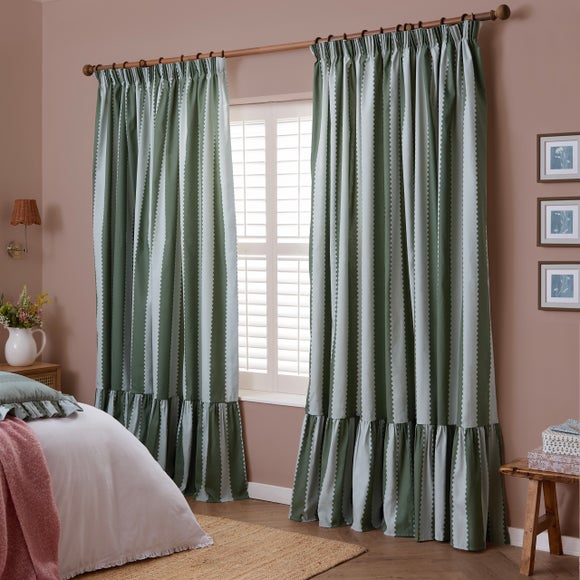 Wylder Nature Birdie Stripe Pencil Pleat Curtains