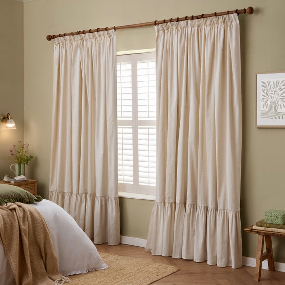 Furn. Birdie Stripe Pencil Pleat Curtains