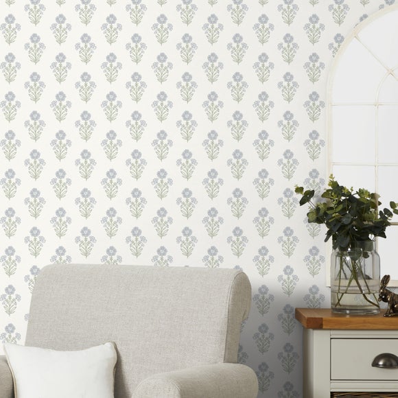 Clara Floral Block Print Wallpaper