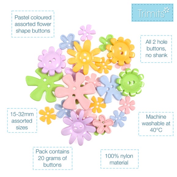 Trimits Pack of 20 Flower Buttons