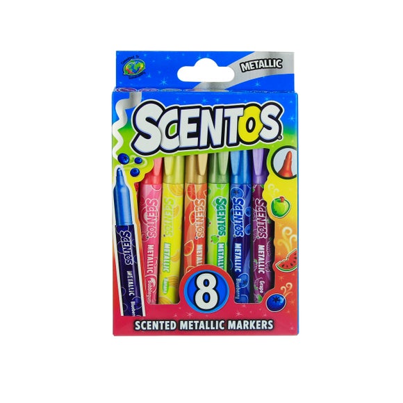 Scentos Set of 8 Fruit Scented Metallic Markers