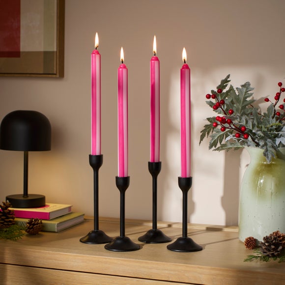 Set Of 4 Stripe Taper Candles