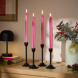 Set Of 4 Stripe Taper Candles