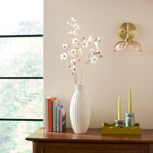 Artificial Cream Metallic Blossom Spray