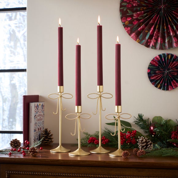 Set of 4 Ribbed Dinner Candles