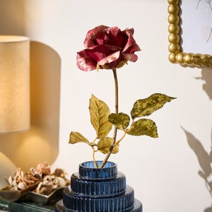 Artificial Burgundy Brushed Metallic Rose Stem