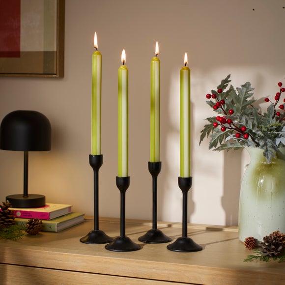 Set of 4 Stripe Taper Candles