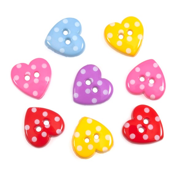 Trimits Pack of 8 Dolly Heart Buttons