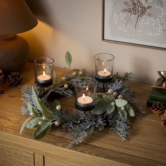 Beaded Floral Wreath Candle Holder