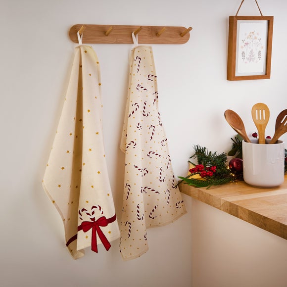 Pack of 2 Candy Cane Tea Towels