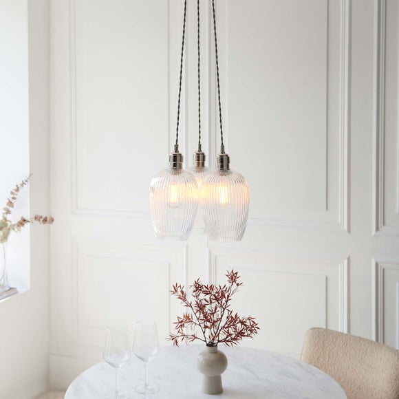View Vogue Sturt 3 Light Ribbed Adjustable Cluster Ceiling Light View Vogue Sturt 3 Light Ribbed Adjustable Cluster Ceiling Light