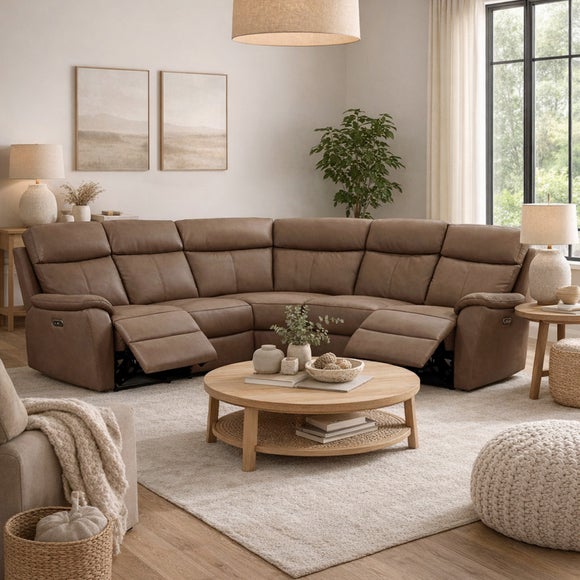 View Aspire Kingsmere Leather Power Recliner 5 Seater Corner Sofa View Aspire Kingsmere Leather Power Recliner 5 Seater Corner Sofa
