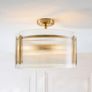 Veneto Ribbed 3 Light Semi Flush Ceiling Light